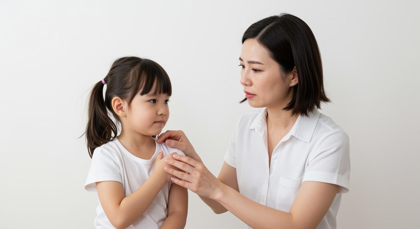 Signs your child needs to see a chiropractor - Austin mother comforting uncomfortable daughter with health concerns