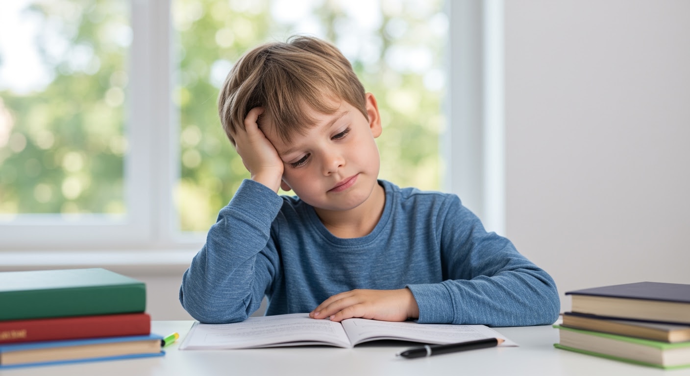 Child can't focus during homework time displaying attention difficulties and potential ADHD symptoms